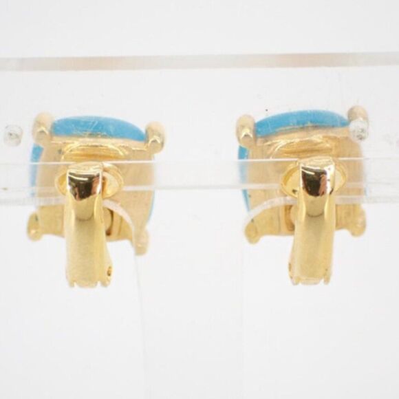 Vintage New Bijoux GIVENCHY EARRINGS Clip Goldtone Aqua/ Blue Stone Beautiful - Picture 2 of 4